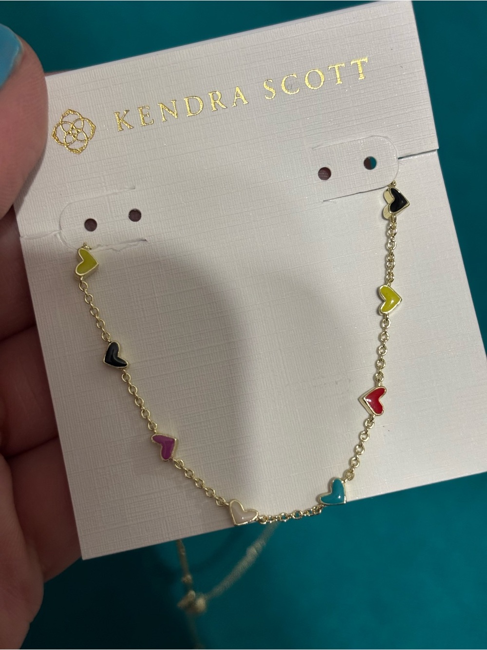 Kendra Scott Gold Multi-Color Heart Station Necklace